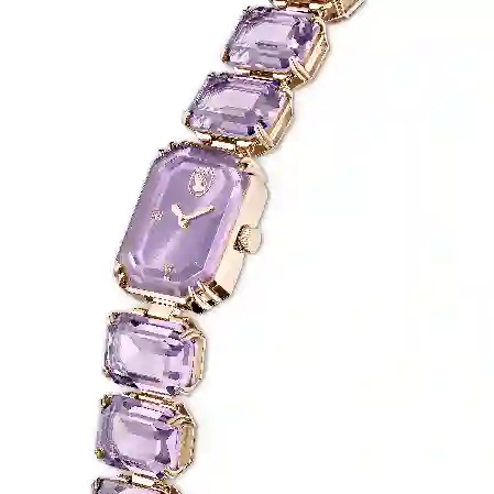 Resim Saat, Sekizgen kesimli bileklik, Mor, Şampanya altın rengi yüzey