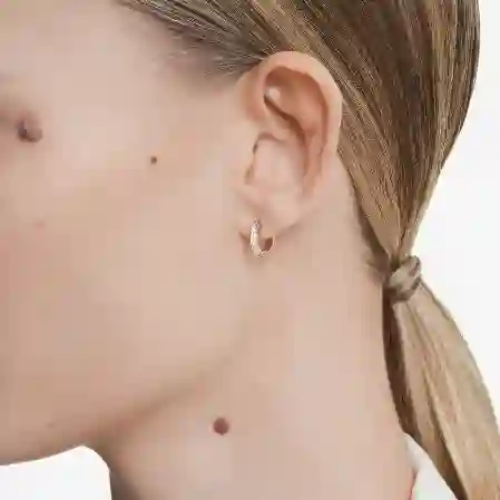 Resim Matrix halka küpeler, Yuvarlak kesim, Beyaz, Pembe altın rengi kaplama