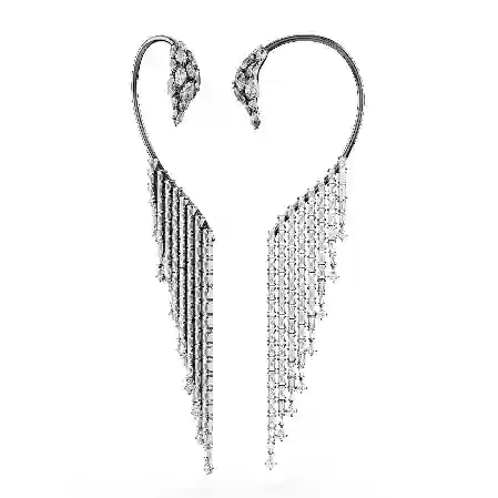 Resim The Vienna Collection kelepçe küpe, Kuğu, Beyaz, Rutenyum kaplama