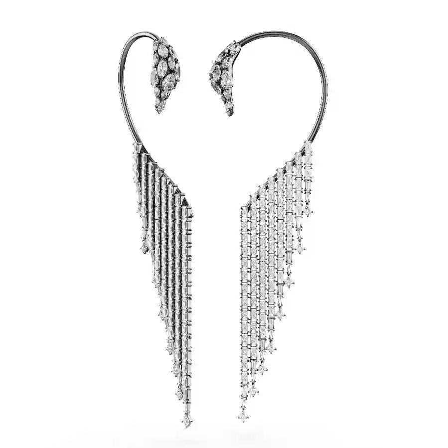 Resim The Vienna Collection kelepçe küpe, Kuğu, Beyaz, Rutenyum kaplama