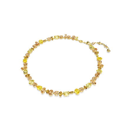 Resim Gema Tennis kolye, Karışık kesimler, Sarı, Altın rengi kaplama