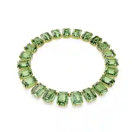 Resim Millenia Tennis kolye, Büyük kristaller, Sekizgen kesim, Yeşil, Altın rengi kaplama