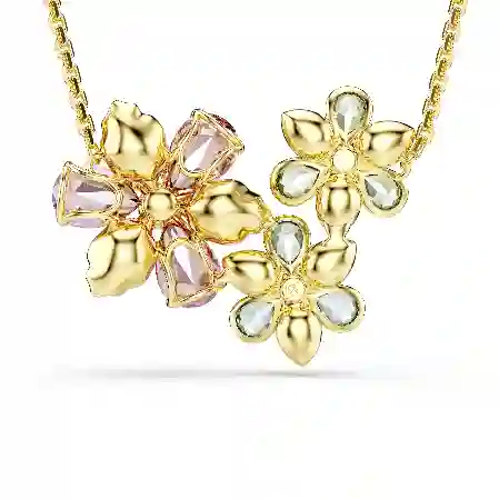 Resim Idyllia Kolye, Karışık kesimler, Çiçek, Çok renkli, Altın rengi kaplama