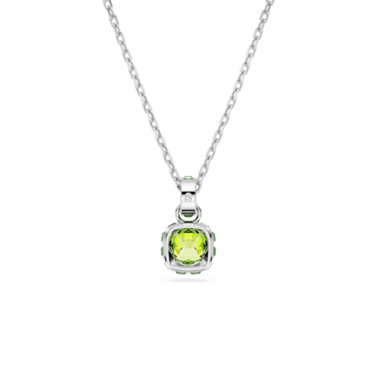 Resim Birthstone Kolye, Kare kesim, Ağustos, Yeşil, Rodyum kaplama