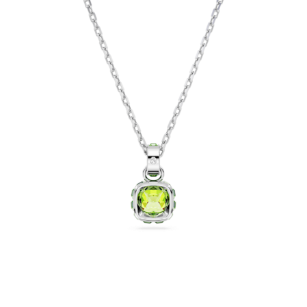 Resim Birthstone Kolye, Kare kesim, Ağustos, Yeşil, Rodyum kaplama