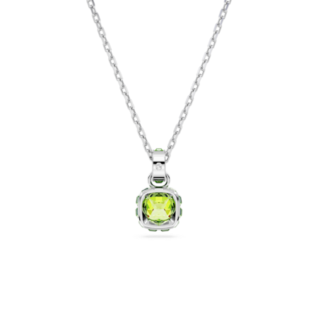 Resim Birthstone Kolye, Kare kesim, Ağustos, Yeşil, Rodyum kaplama