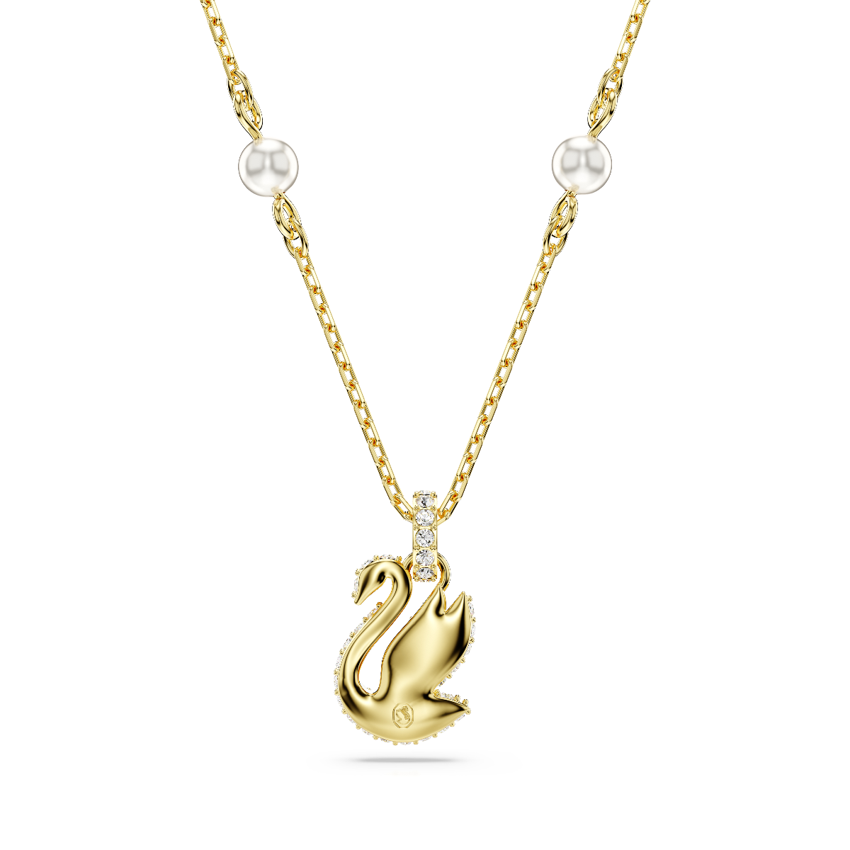Resim Swarovski Iconic Swan Kolye, Kristal inci, Kuğu, Küçük, Kırmızı, Altın rengi kaplama