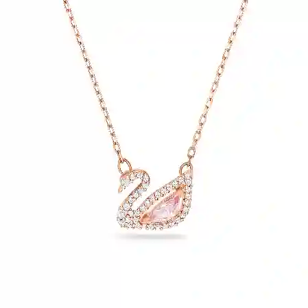 Resim Dazzling Swan Kolye, Kuğu, Pembe, Pembe altın rengi kaplama