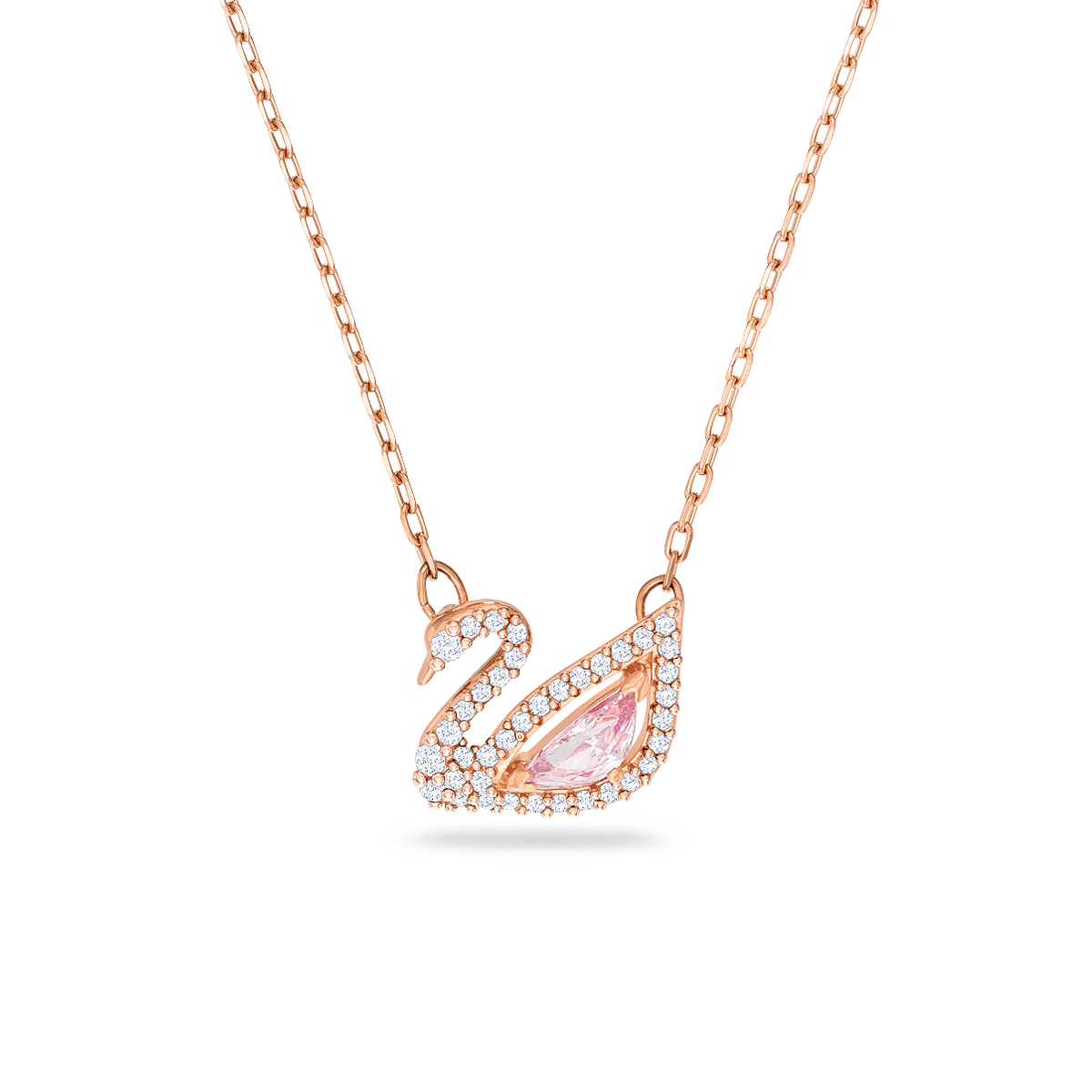Resim Dazzling Swan Kolye, Kuğu, Pembe, Pembe altın rengi kaplama