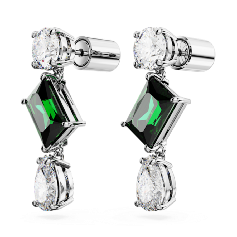 Resim Mesmera damla küpeler, Karışık kesimler, Yeşil, Rodyum kaplama