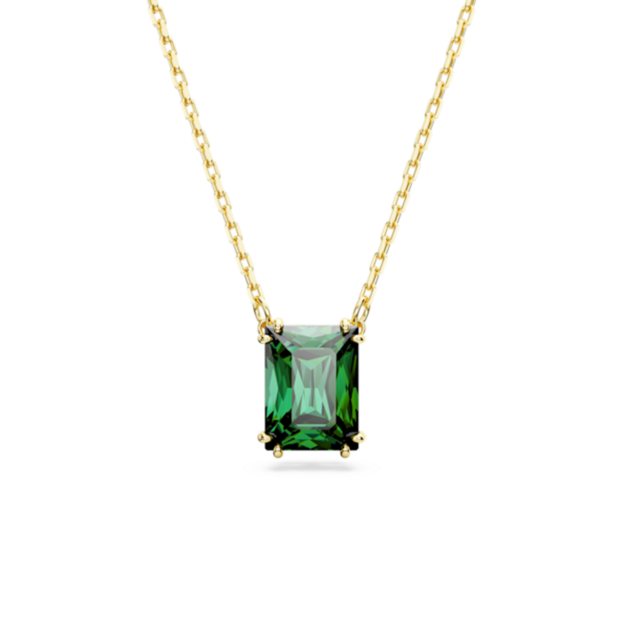 Resim Matrix Kolye, Dikdörtgen kesim, Yeşil, Altın rengi kaplama