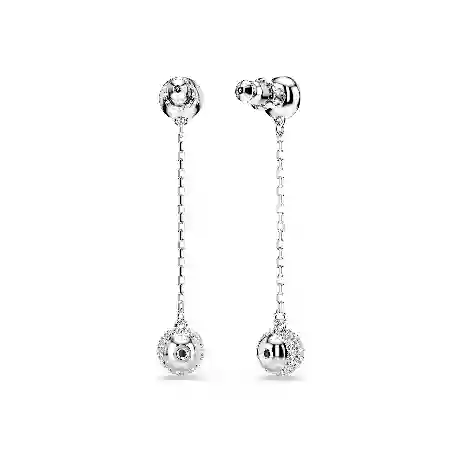 Resim Una Angelic damla küpeler, Yuvarlak kesim, Beyaz, Rodyum kaplama