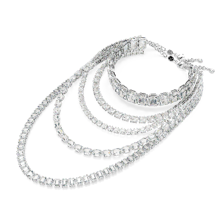 Resim Millenia Katlı Kolye, Karışık kesimler, Beyaz, Rodyum kaplama