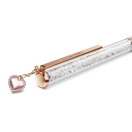 Resim Crystalline Tükenmez Kalem, Kalp, Pembe, Pembe lakeli, pembe altın rengi kaplama