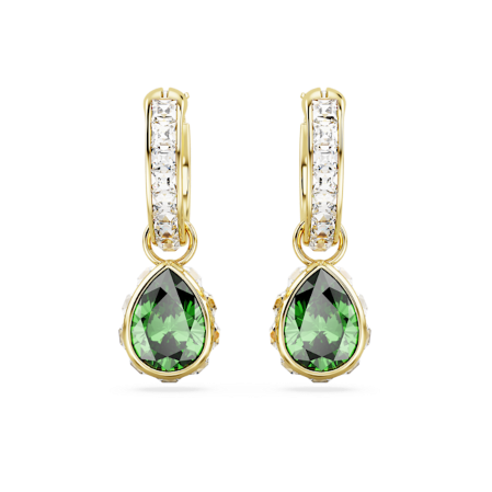 Resim Stilla damla küpeler, Armut kesim, Yeşil, Altın rengi kaplama