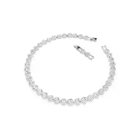 Resim Tennis kolye, Yuvarlak kesim, Beyaz, Rodyum kaplama