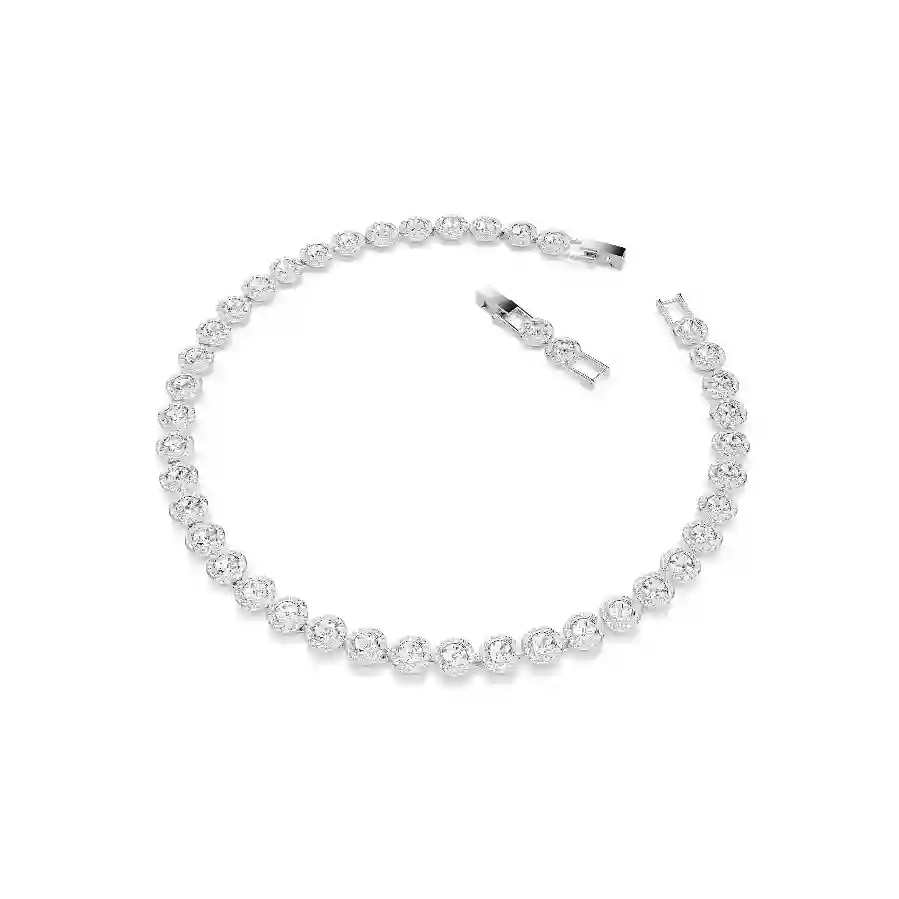 Resim Tennis kolye, Yuvarlak kesim, Beyaz, Rodyum kaplama