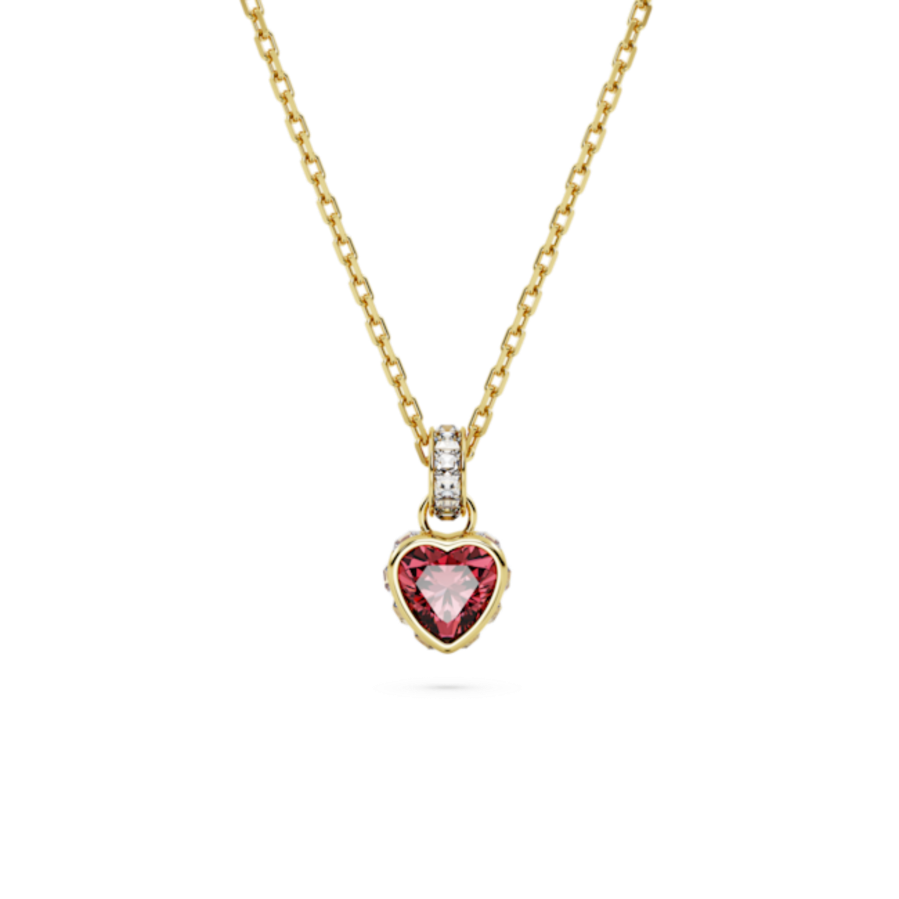 Resim Stilla Kolye, Kalp, Kırmızı, Altın rengi kaplama