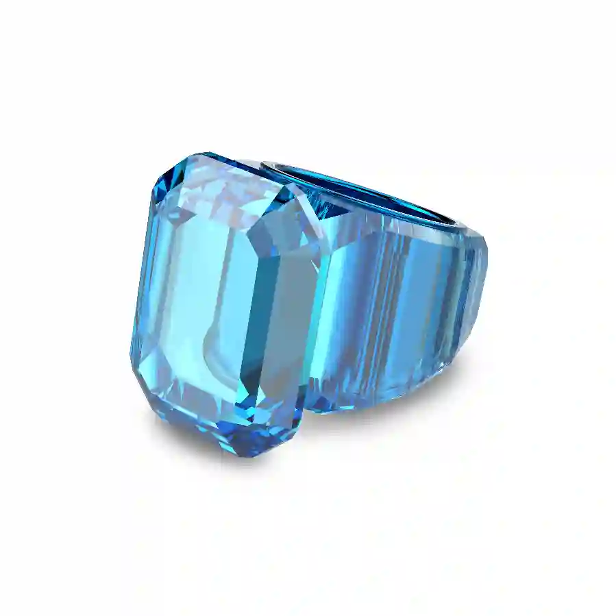 Resim Lucent Kokteyl Yüzüğü, Sekizgen kesim, Mavi
