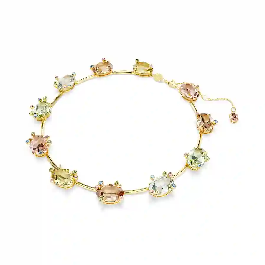 Resim Gema Kolye, Karışık kesimler, Çok renkli, Altın rengi kaplama