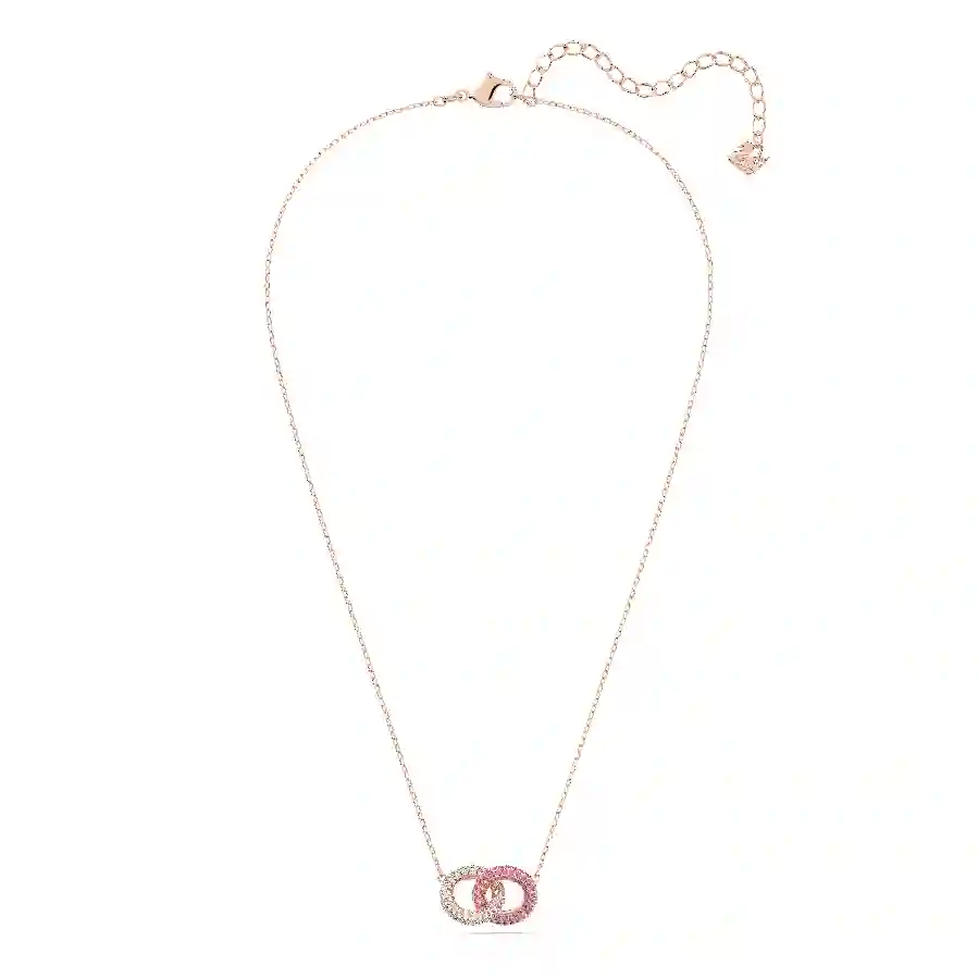 Resim Dextera Kolye, İç içe geçmiş daireler, Pembe, Pembe altın rengi kaplama