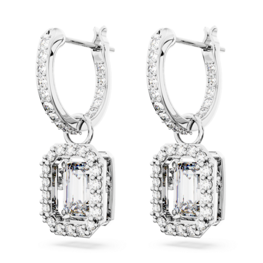 Resim Millenia damla küpeler, Sekizgen kesim, Beyaz, Rodyum kaplama