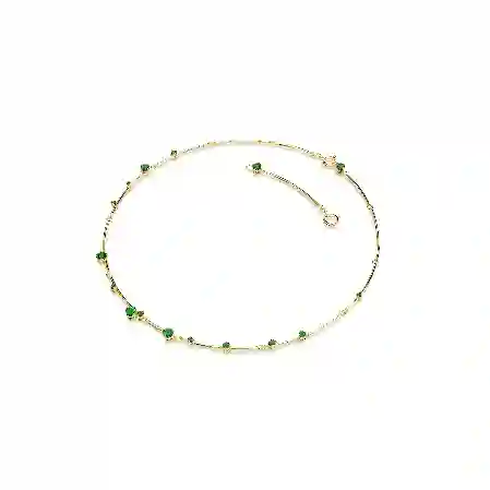 Resim Constella Kolye, Karışık yuvarlak kesimler, Yeşil, Altın rengi kaplama