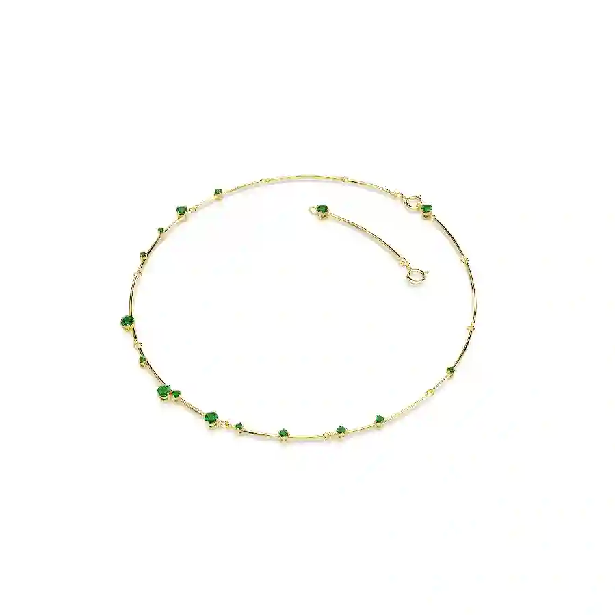 Resim Constella Kolye, Karışık yuvarlak kesimler, Yeşil, Altın rengi kaplama