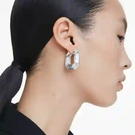 Resim Lucent halka küpeler, Sekizgen şekil, Küçük, Beyaz