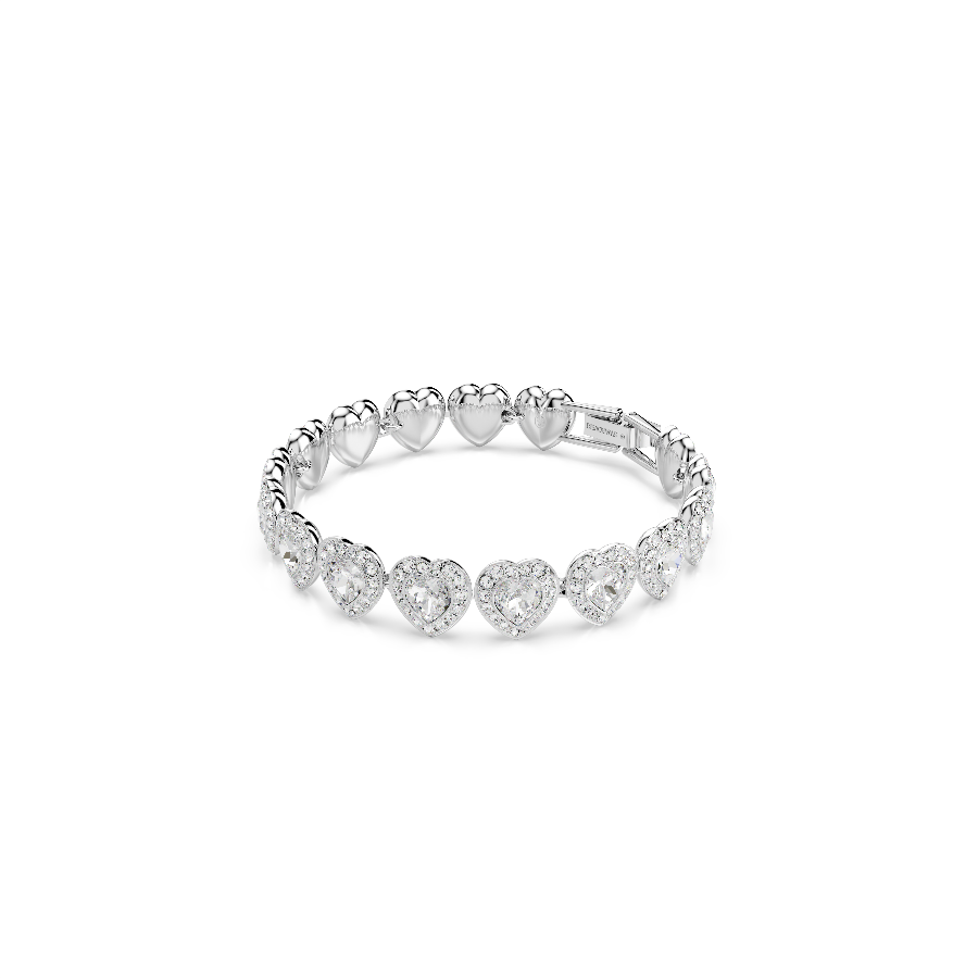 Resim Ariana Grande x Swarovski Tennis bileklik, Karışık kesimler, Kalp, Beyaz, Rodyum kaplama