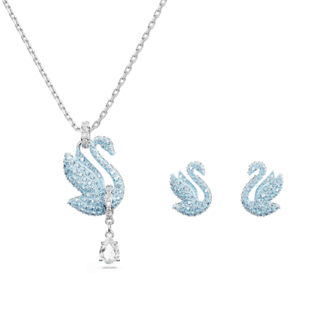 Resim Swan Set, Kuğu, Mavi, Rodyum kaplama