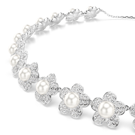 Resim Ariana Grande x Swarovski Gerdanlık, Kristal inci, Yuvarlak kesim, Beyaz, Rodyum kaplama