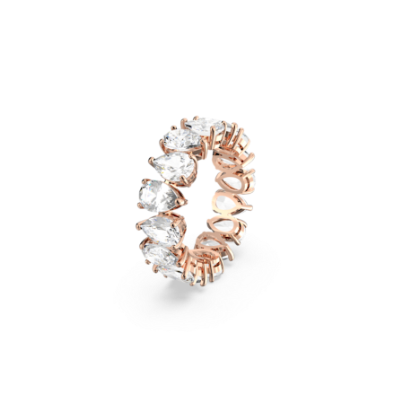 Resim Vittore Yüzük, Damla kesim, Beyaz, Pembe altın rengi kaplama