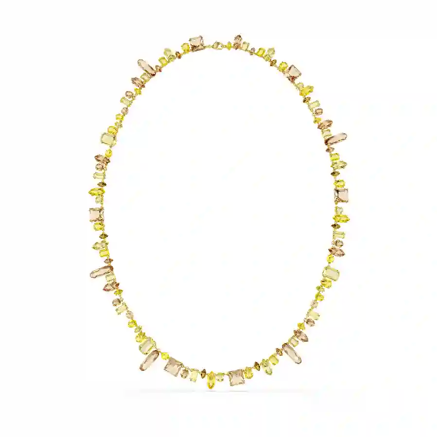 Resim Gema Dizi Kolye, Karışık kesimler, Sarı, Altın rengi kaplama