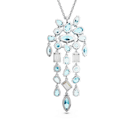 Resim Gema Kolye, Karışık kesimler, Mavi, Rodyum kaplama