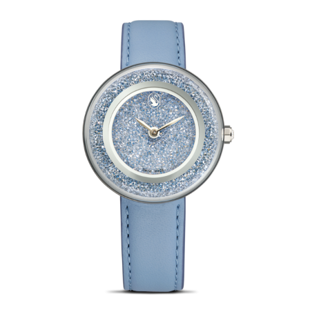 Resim Crystalline Lustre Saat, İsviçre Üretimi, Deri kayış, Mavi, Paslanmaz çelik