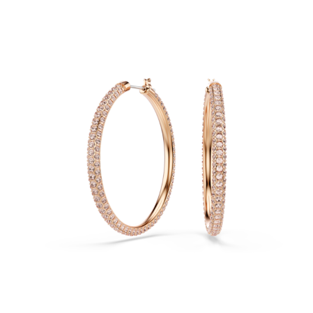 Resim Stone halka küpeler, Pavé, Büyük, Beyaz, Pembe altın rengi kaplama