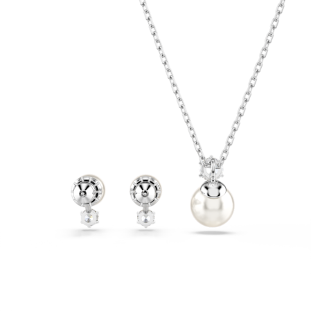 Resim Matrix Set, Kristal inci, Yuvarlak kesim, Beyaz, Rodyum kaplama