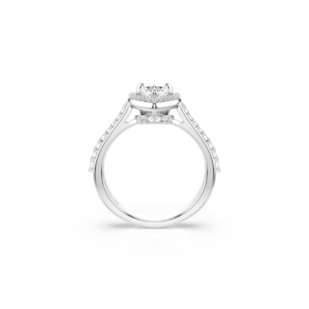 Resim Una Angelic Motif Yüzük, Karışık kesimler, Kalp, Beyaz, Rodyum kaplama