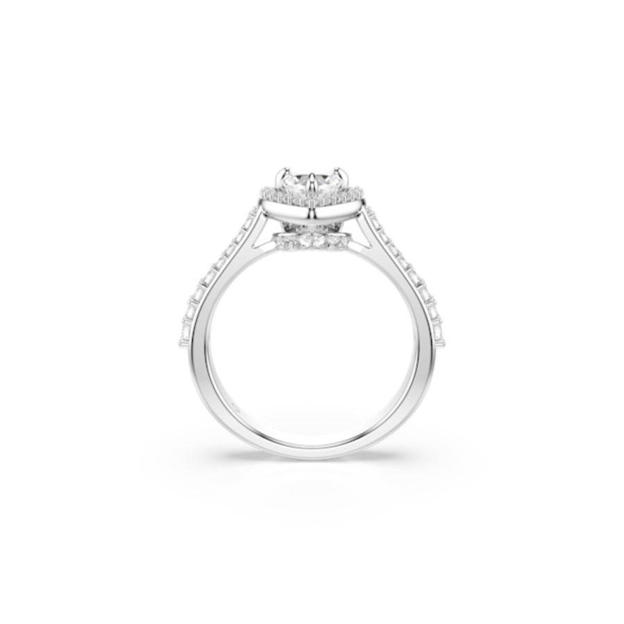 Resim Una Angelic Motif Yüzük, Karışık kesimler, Kalp, Beyaz, Rodyum kaplama