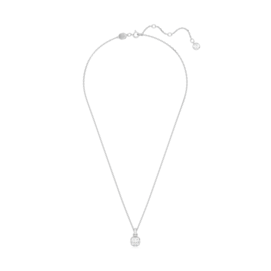 Resim Birthstone Kolye, Kare kesim, Nisan, Beyaz, Rodyum kaplama