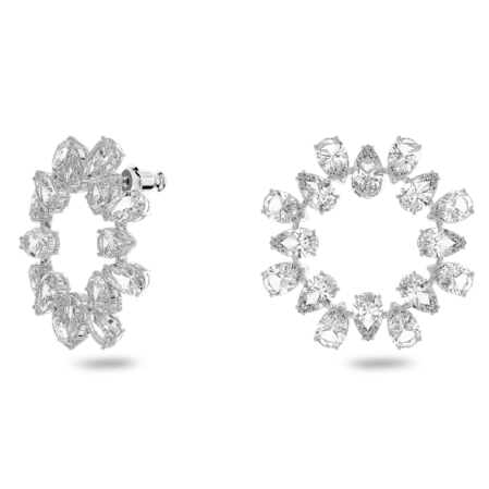 Resim Millenia halka küpeler, Armut kesim, Beyaz, Rodyum kaplama