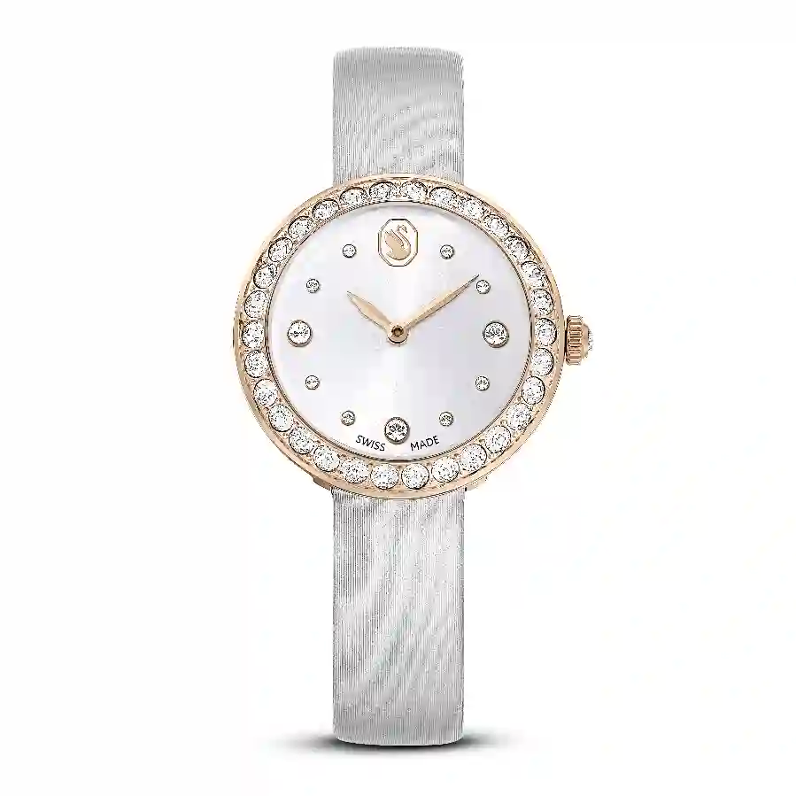 Resim Matrix Tennis Saat, İsviçre Üretimi, Deri kayış, Gri, Pembe altın rengi yüzey