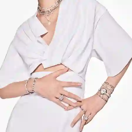 Resim Imber Tennis Kolye, Yuvarlak kesim, Beyaz, Rodyum kaplama