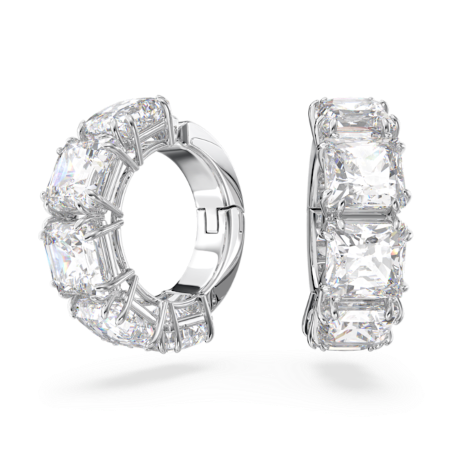 Resim Millenia Klipsli Küpeler, Kare kesim, Beyaz, Rodyum kaplama