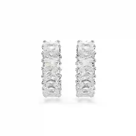 Resim Matrix halka küpeler, Baget kesim, Beyaz, Rodyum kaplama