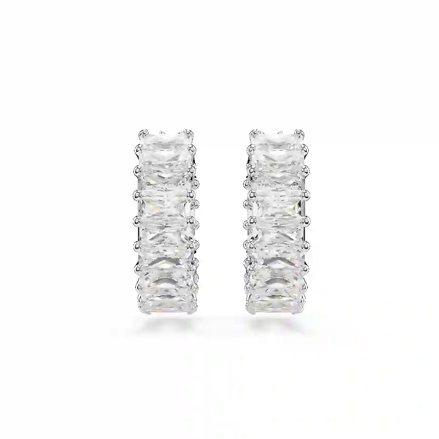 Resim Matrix halka küpeler, Baget kesim, Beyaz, Rodyum kaplama