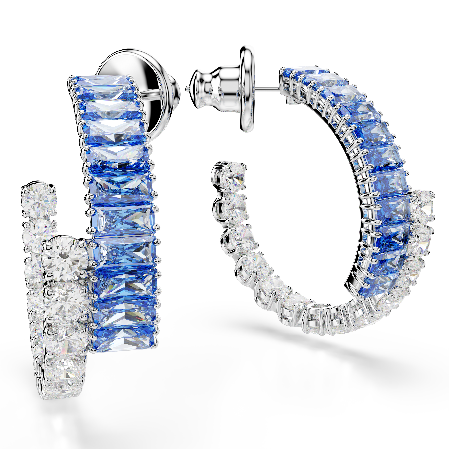 Resim Matrix halka küpeler, Karışık kesimler, Mavi, Rodyum kaplama