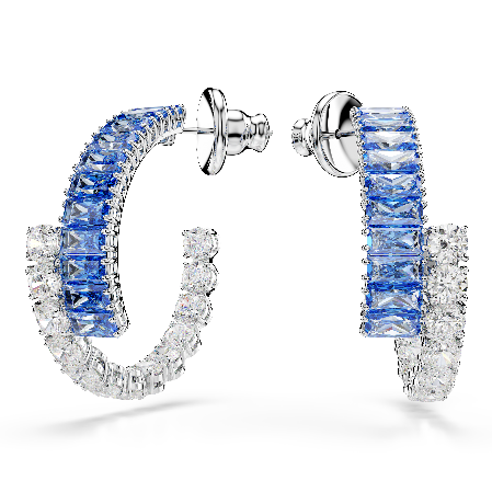 Resim Matrix halka küpeler, Karışık kesimler, Mavi, Rodyum kaplama