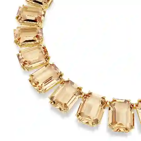 Resim Millenia Tennis kolye, Büyük kristaller, Sekizgen kesim, Caramel, Altın rengi kaplama